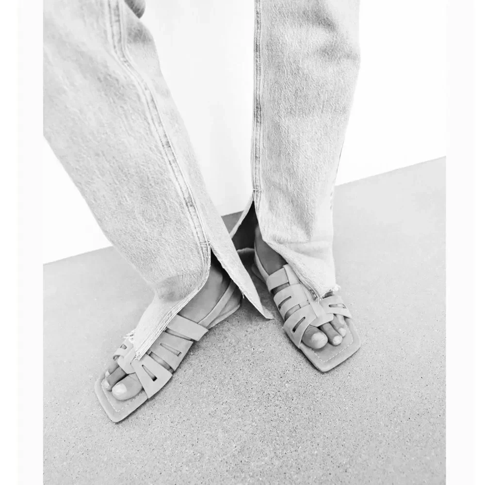 SPLIT LEATHER SLINGBACK FLATS